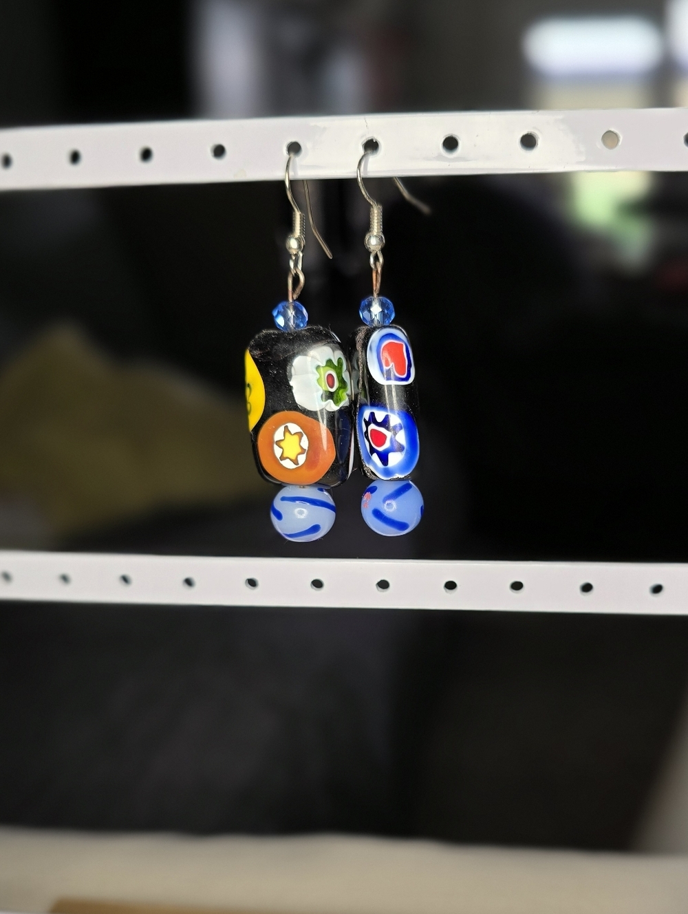 🌟3 for $18!🌟Handmade, Colorful Millefiori Glass Bead Earrings